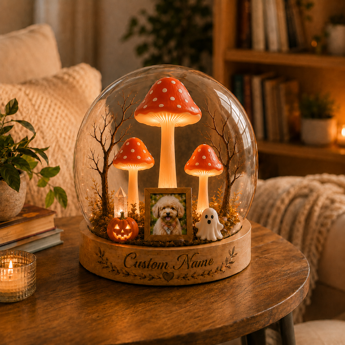 Custom Halloween Dog Ghost and Pumpkin Night Light