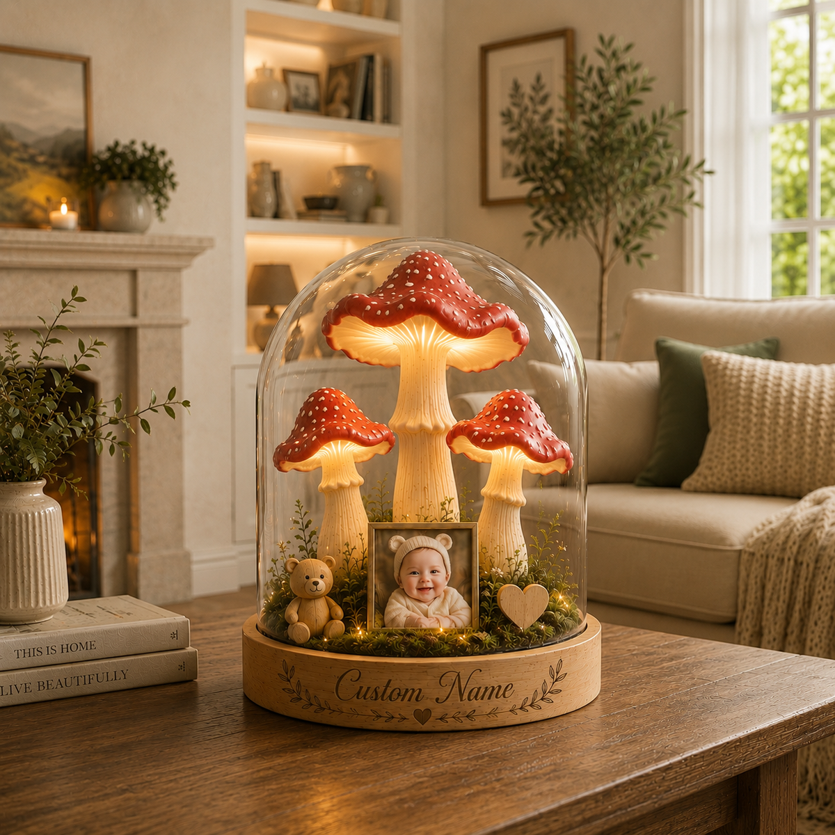 Custom Baby Photo Nursery Mushroom Night Light