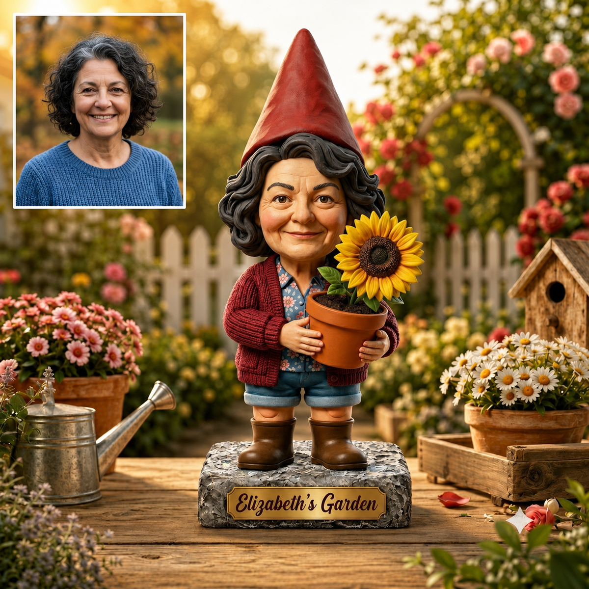 Personalized Garden Gnome Figurine From Photo