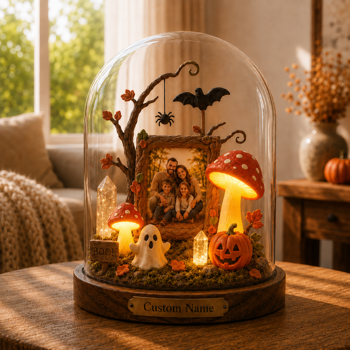 Custom Halloween Family Photo Pumpkin Night Light