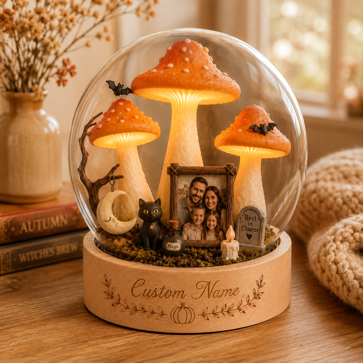 Custom Halloween Couple Black Cat Night Light