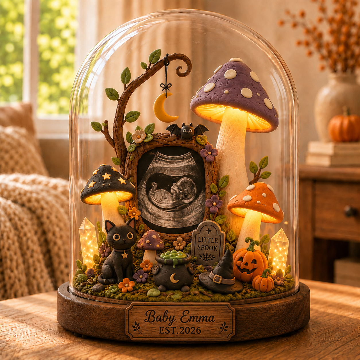 Custom Halloween Ultrasound Lamp With Baby Name