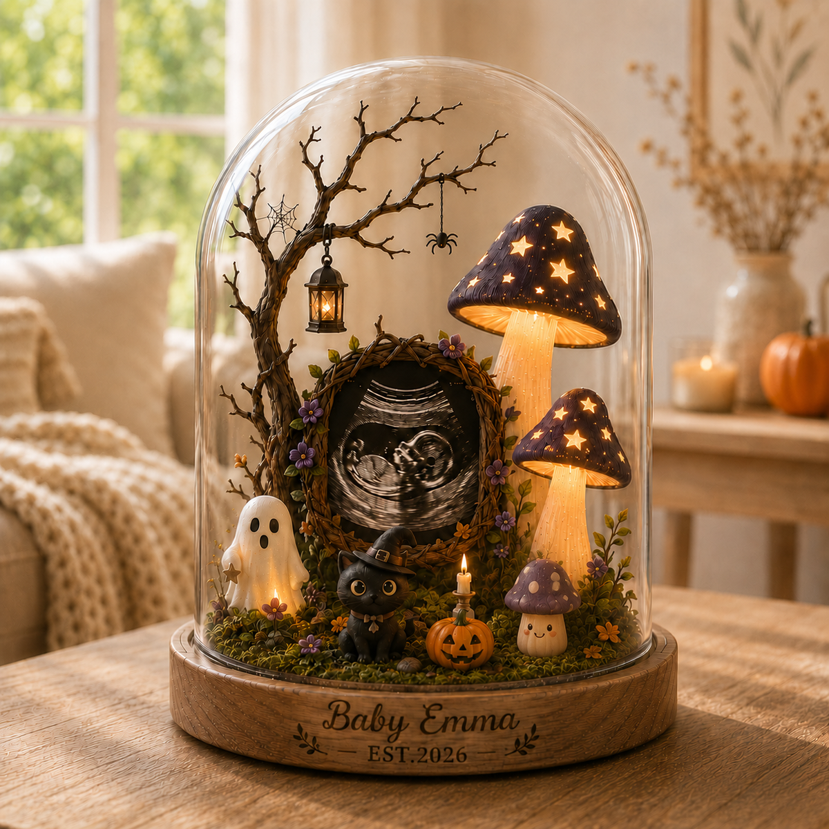 Personalized Halloween Baby Scan Lamp for Grandparents