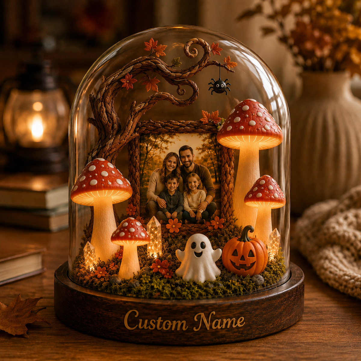 Personalized Halloween Family Name Photo Night Light