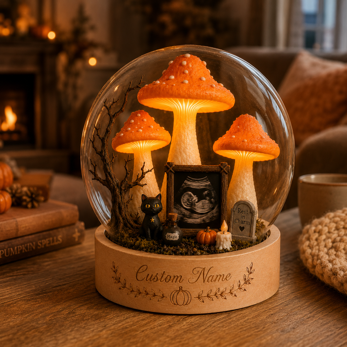 Custom Halloween Black Cat Ultrasound Night Light