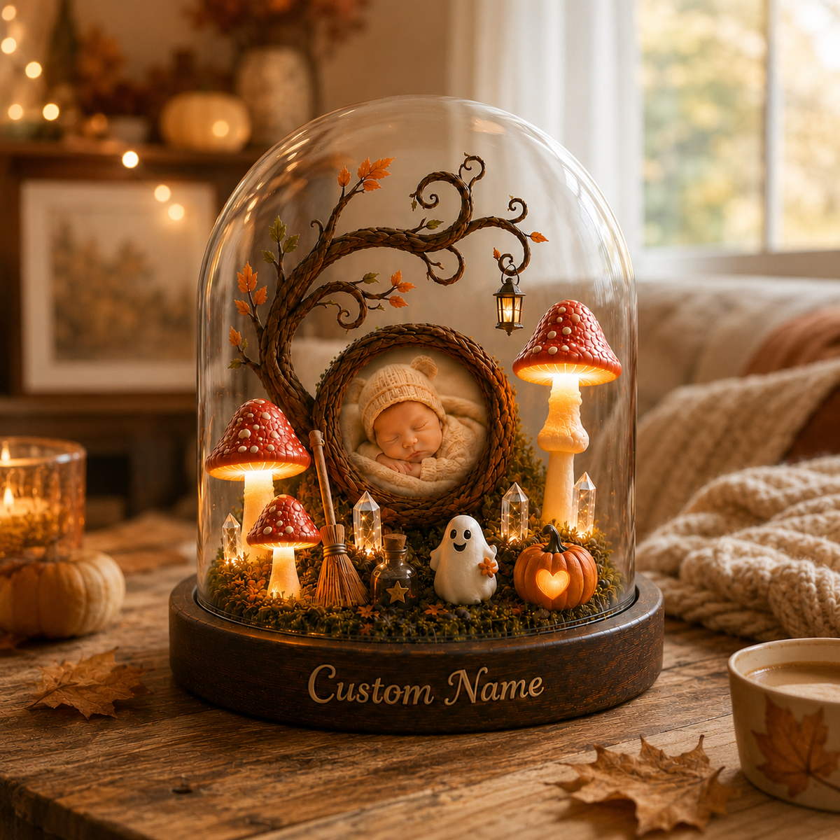 Custom Newborn Photo Pumpkin Patch Night Light