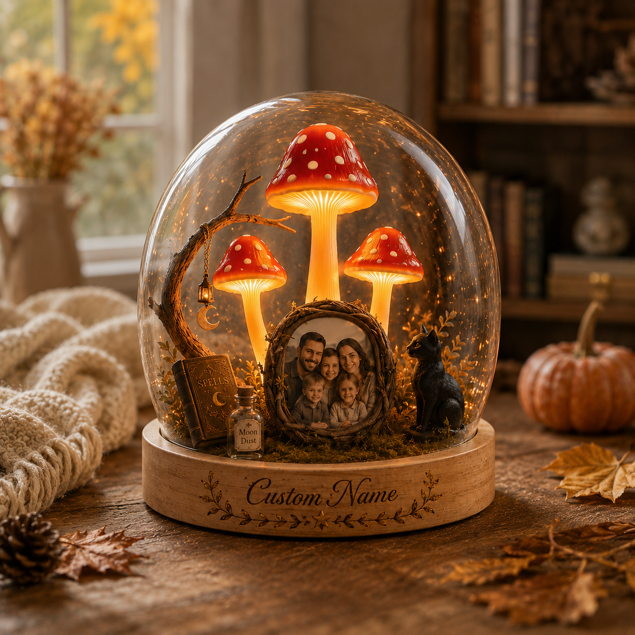 Custom Family Photo Spell Book Halloween Lamp
