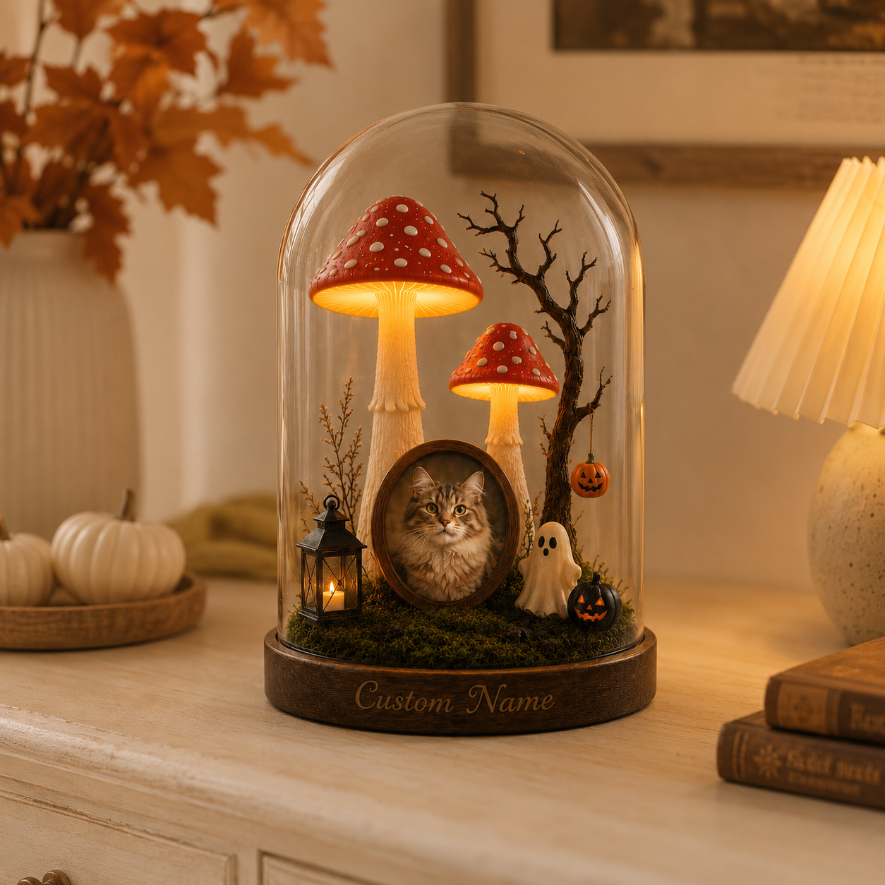 Personalized Dog Memorial Ghost Lamp for Spooky Season