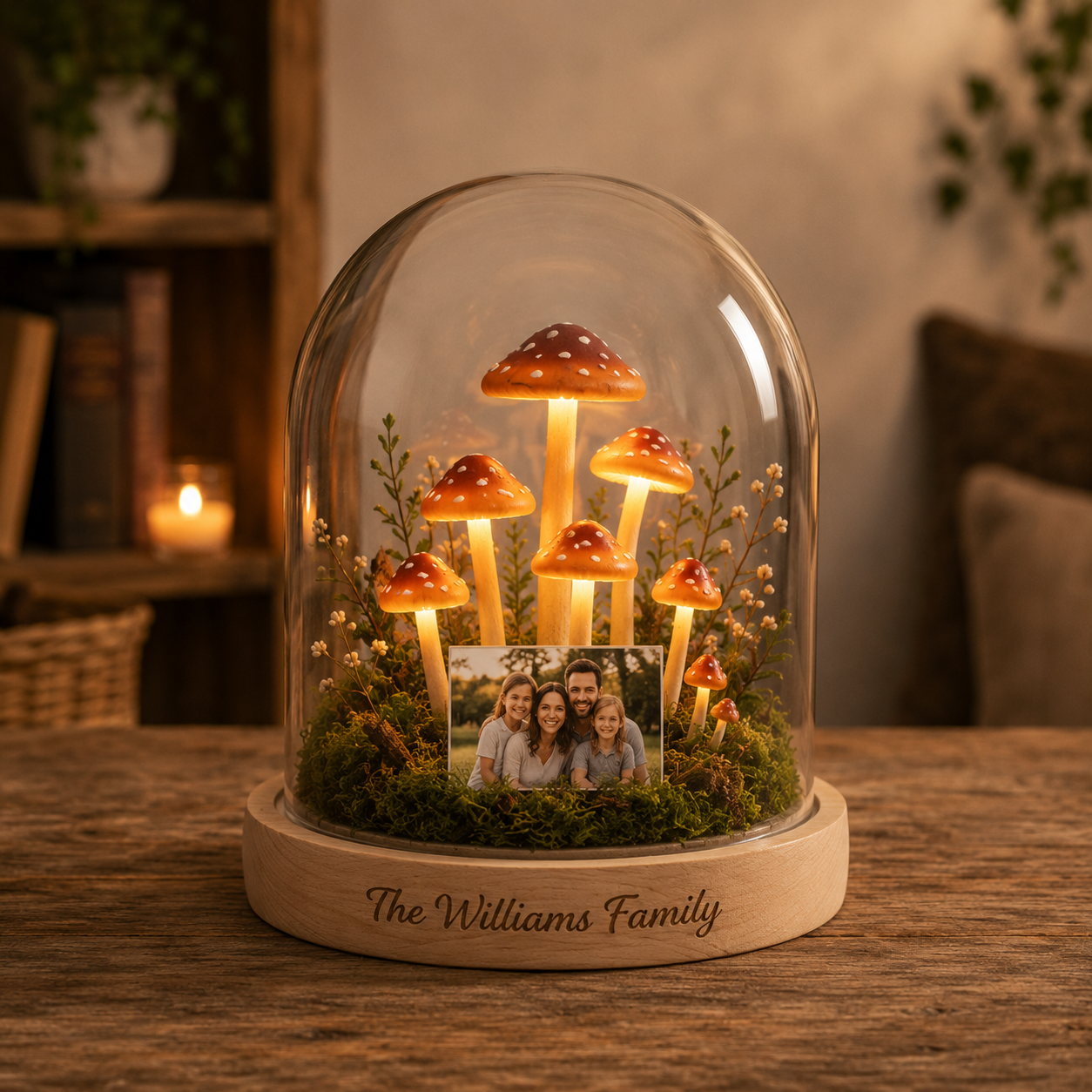 Personalized Three Generation Family Photo Night Light