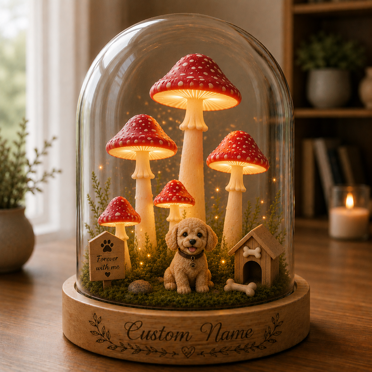 Custom Dog Memorial Mushroom Lamp Sympathy Gift