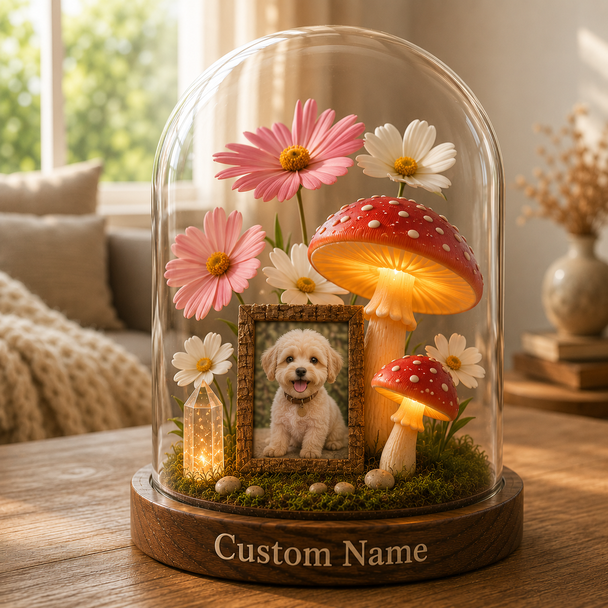 Custom Dog Portrait Floral Garden Night Light