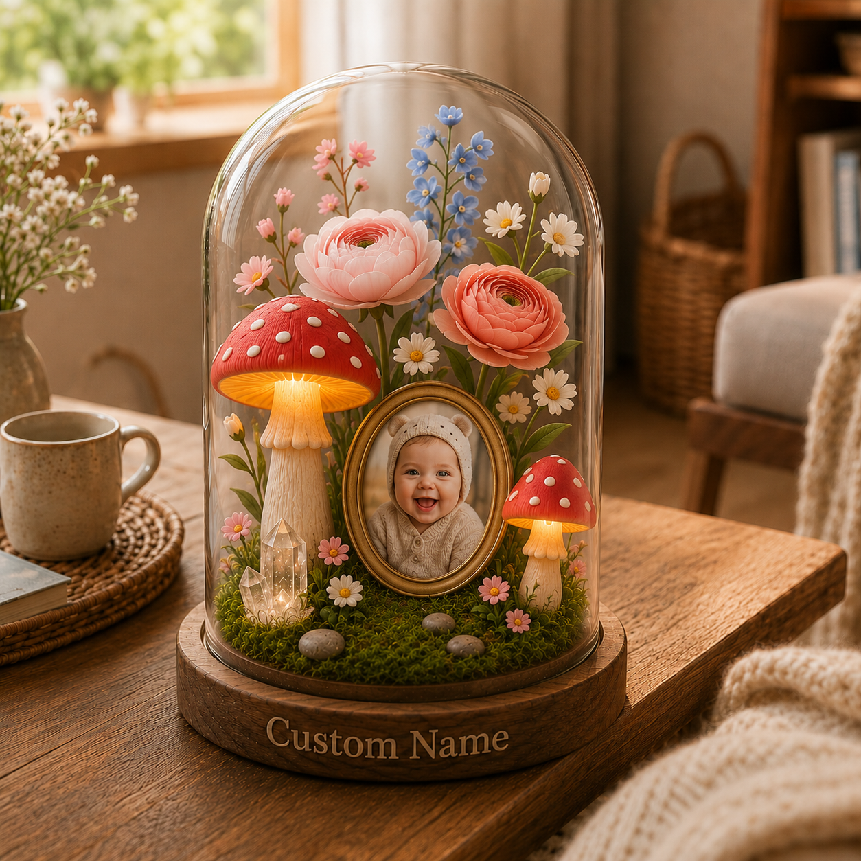 Custom Baby Photo Floral Garden Night Light