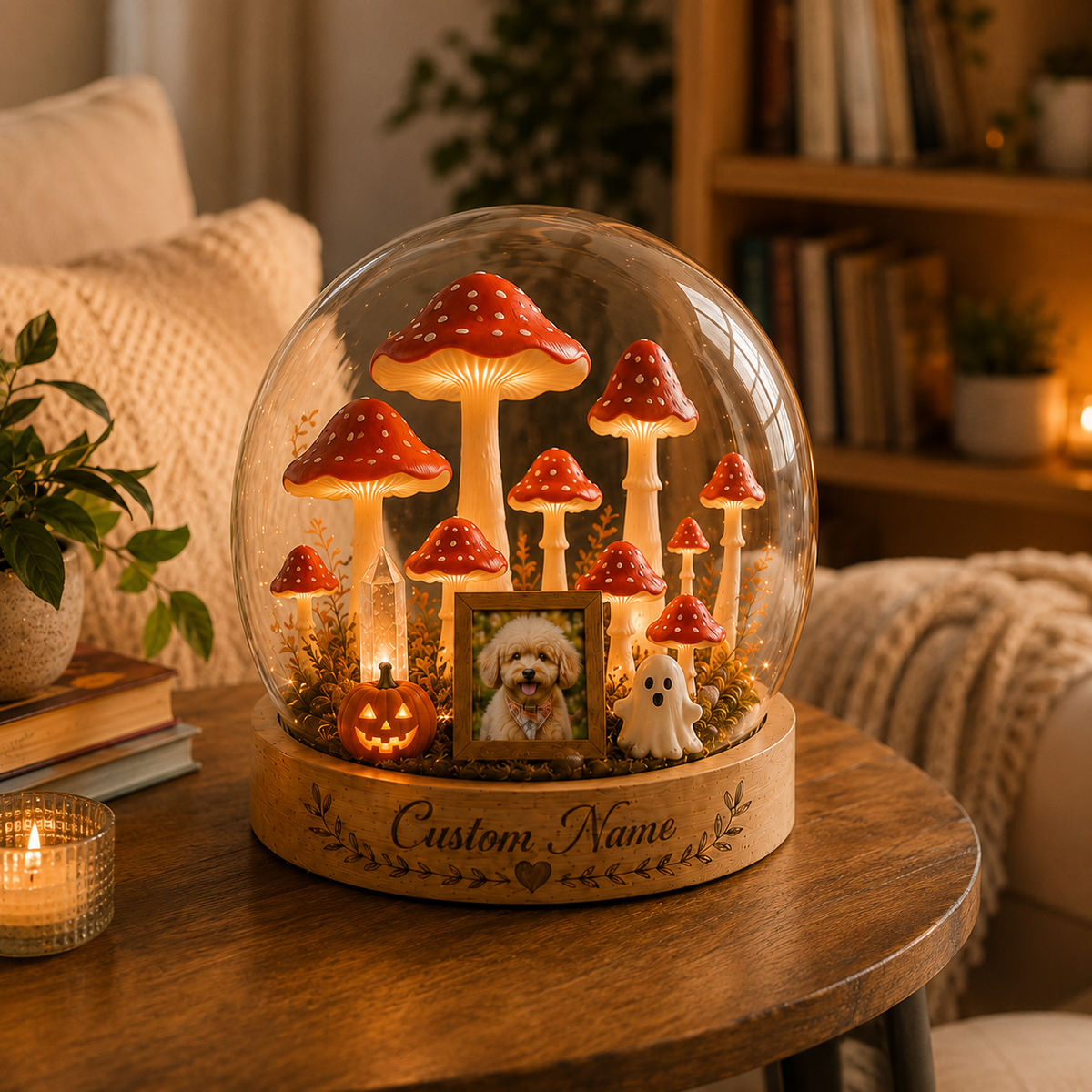 Custom Halloween Dog Photo Pumpkin Night Light