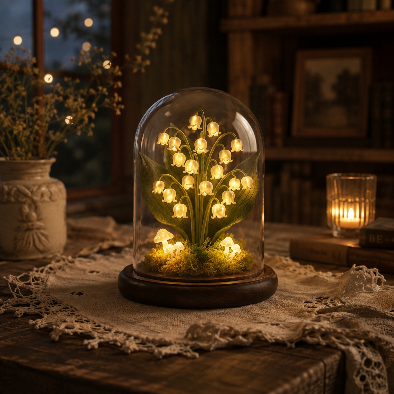 Lily of the Valley Mushroom Floral Night Light