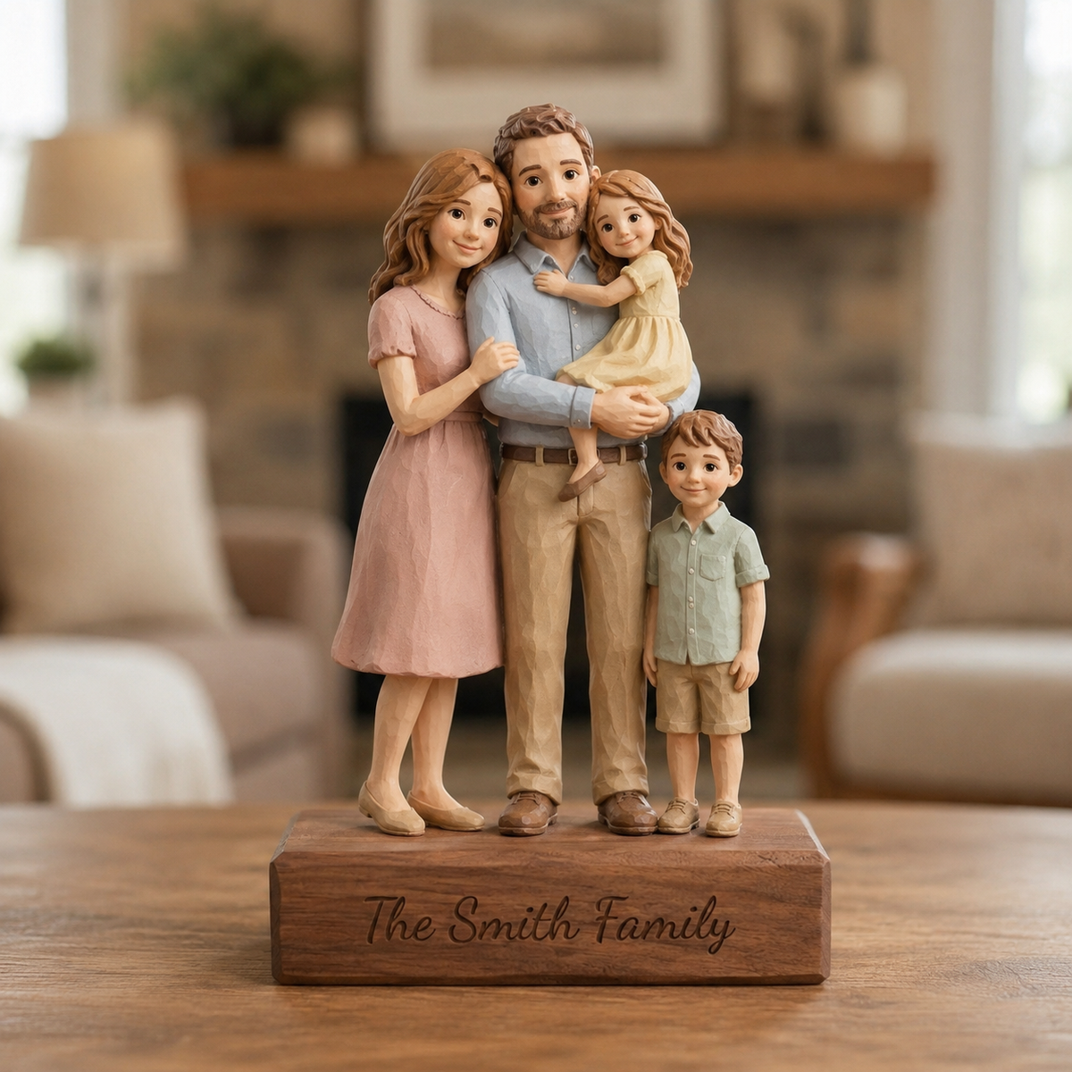 Personalized Parents and Daughter Clay Sculpture