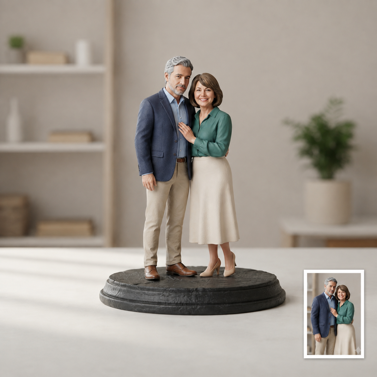 Custom Anniversary Couple Clay Portrait Figurine