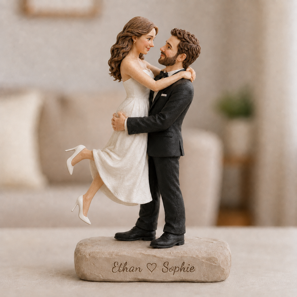 Custom Bride and Groom Wedding Clay Figurine