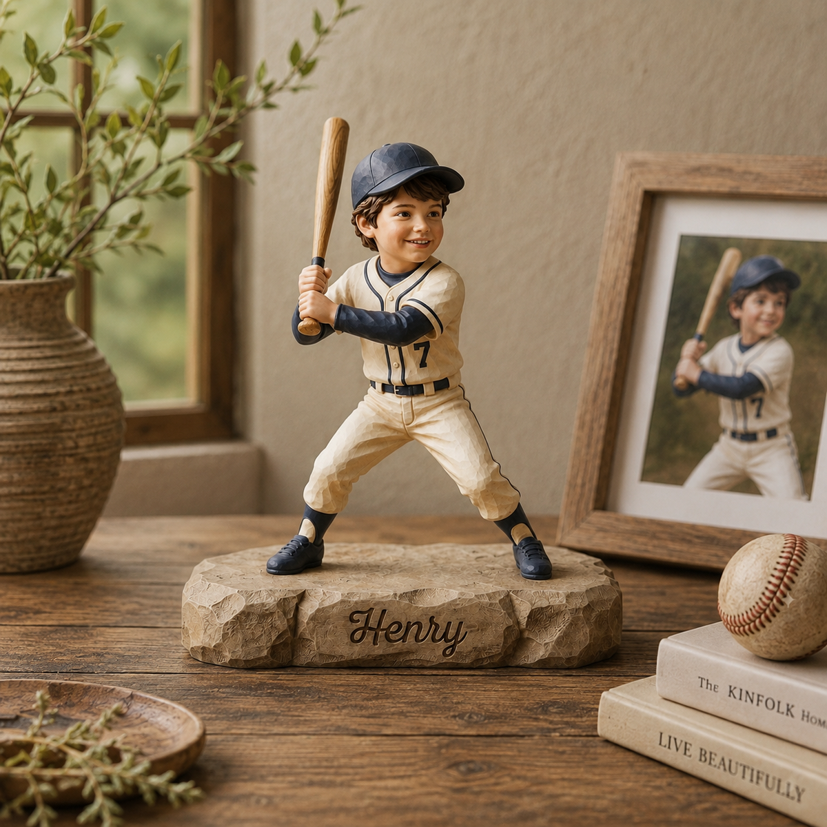 Custom Baseball Player Clay Figurine From Photo