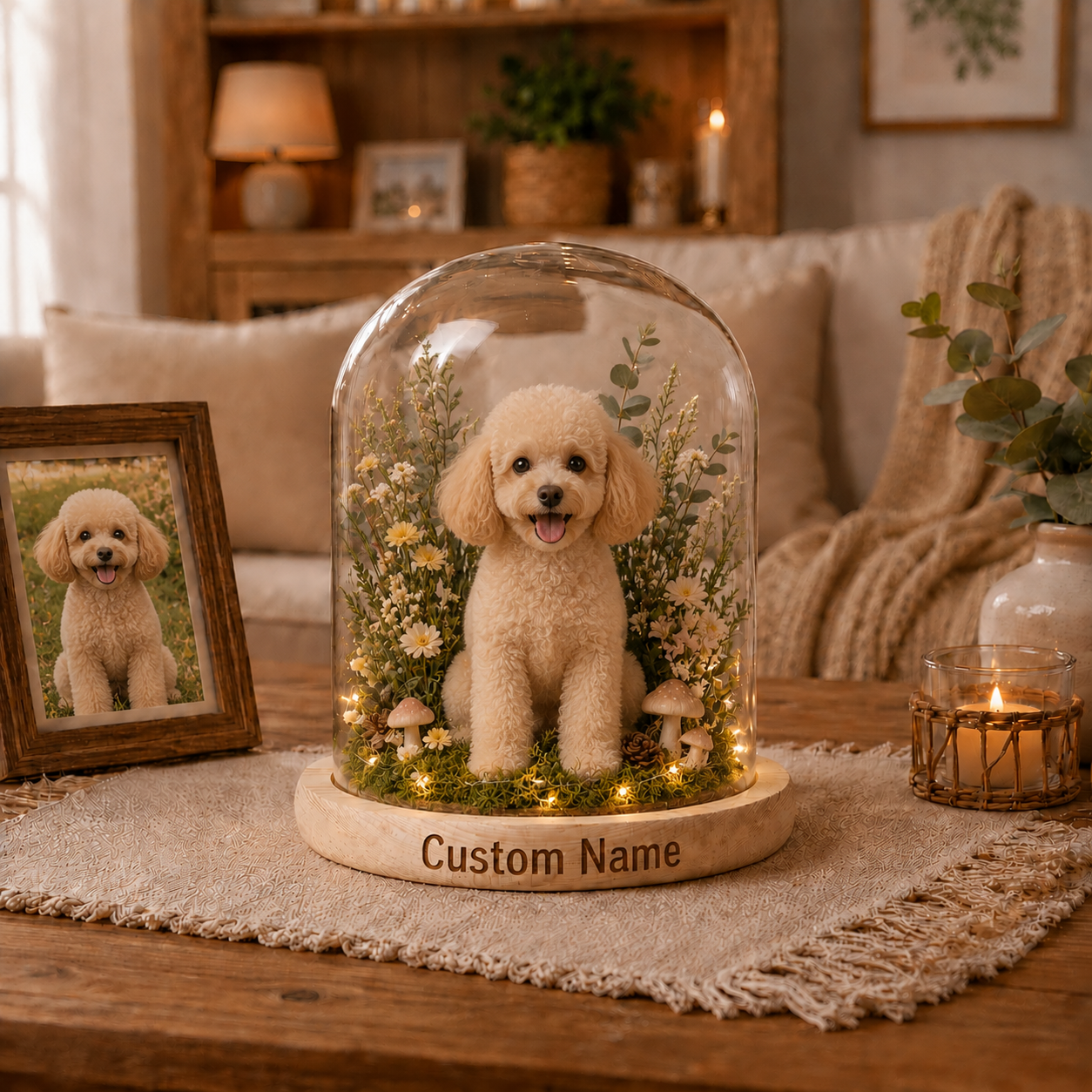 Personalized Wool Dog Sympathy Keepsake Under Glass