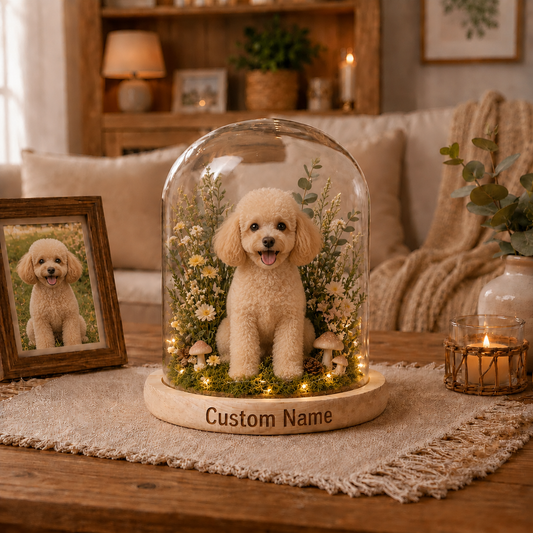 Personalized Wool Dog Sympathy Keepsake Under Glass