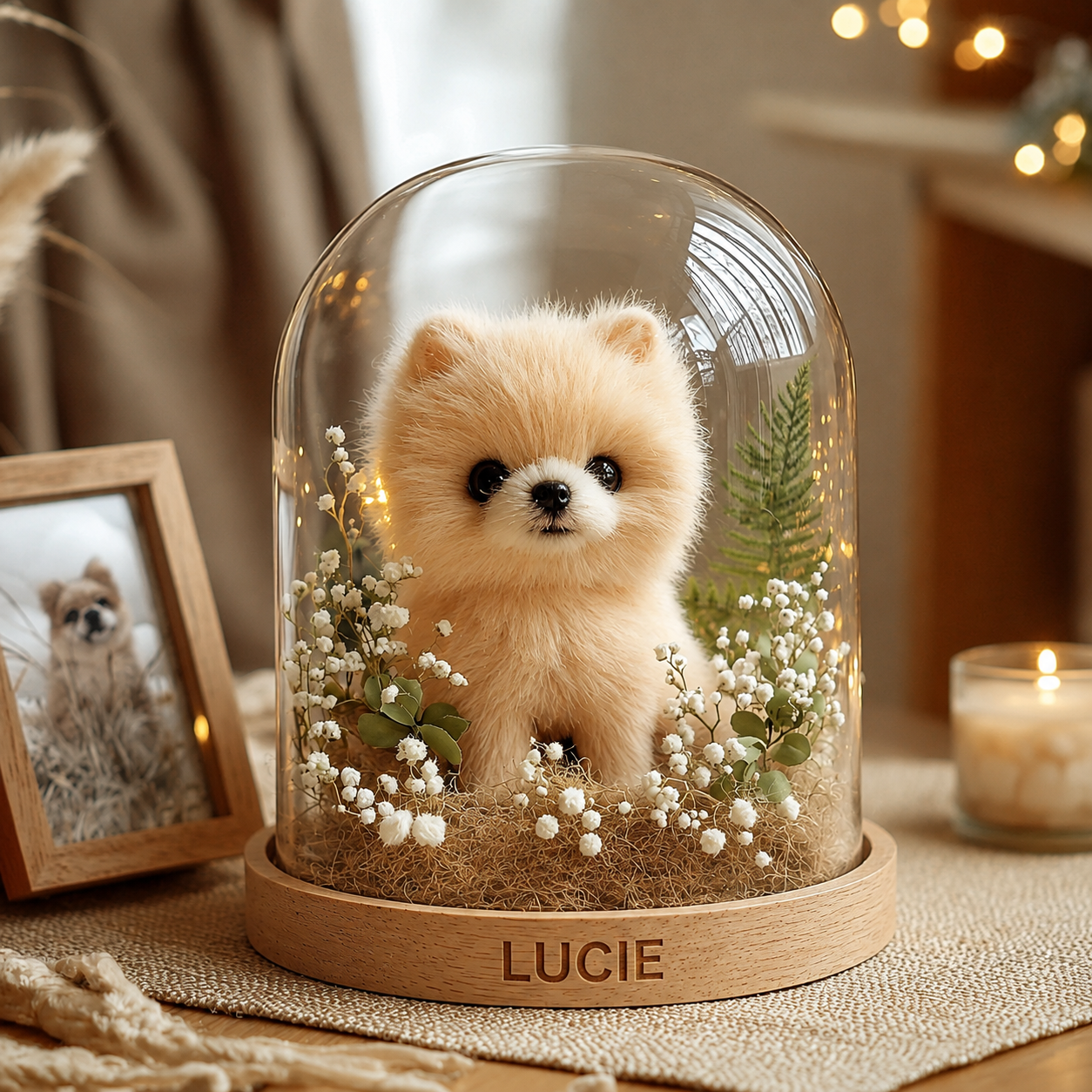 Personalized Wool Dog Sculpture for Shelf Display