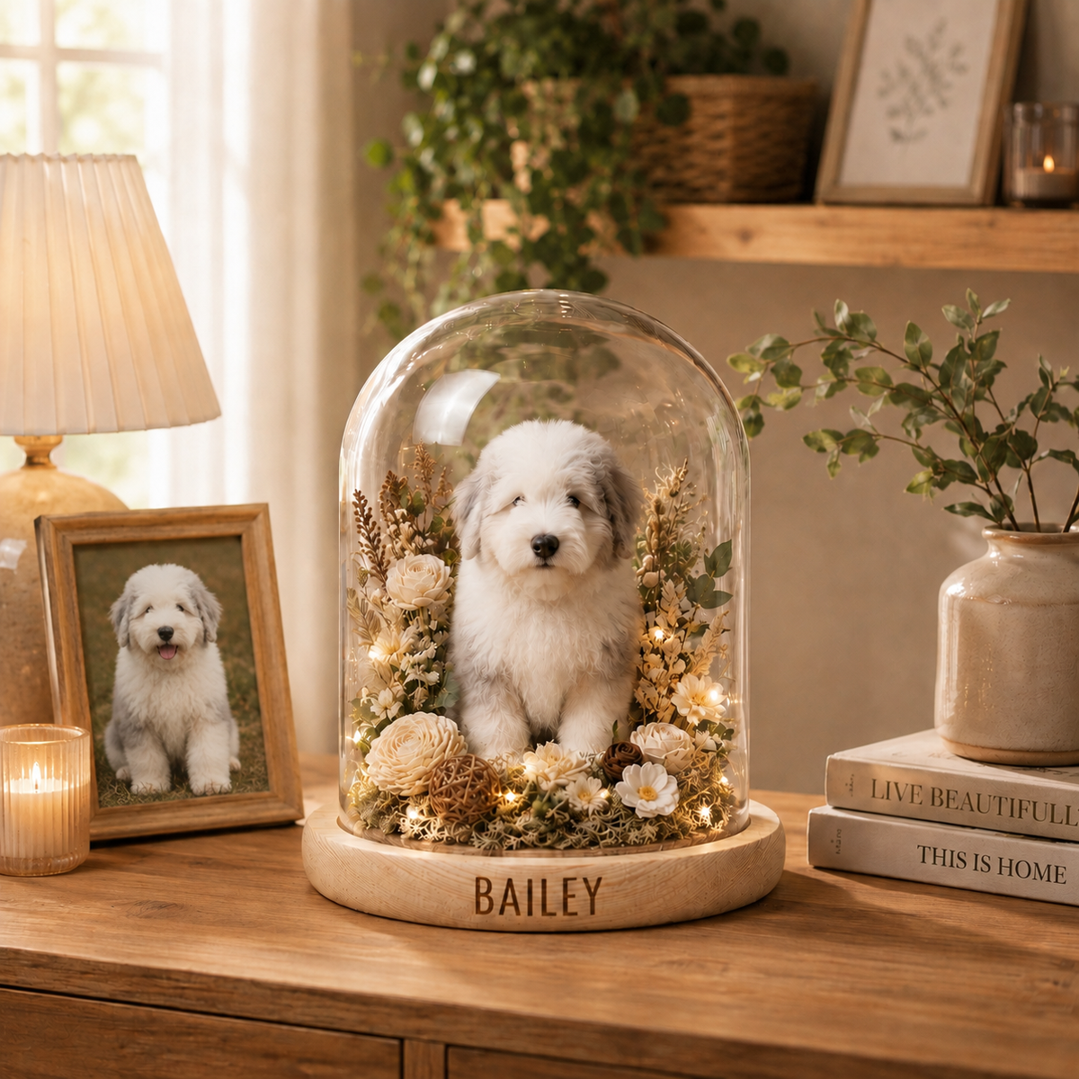 Custom Needle Felted Dog Portrait Gift Under Glass