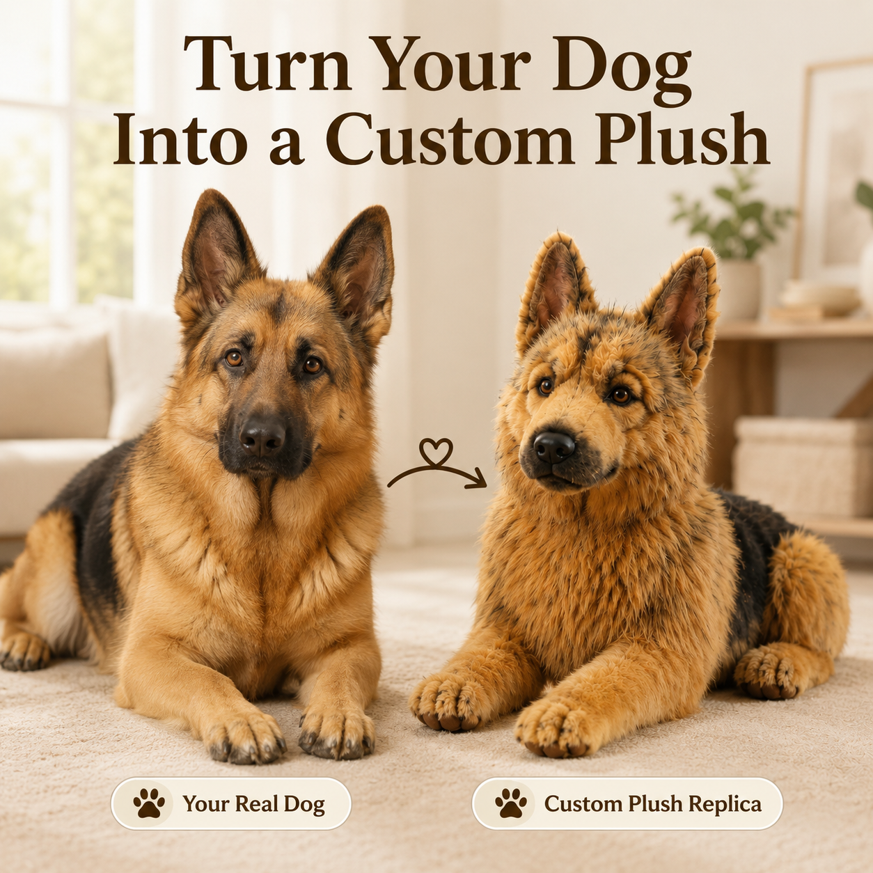 Custom German Shepherd Plush from Your Pet Photo