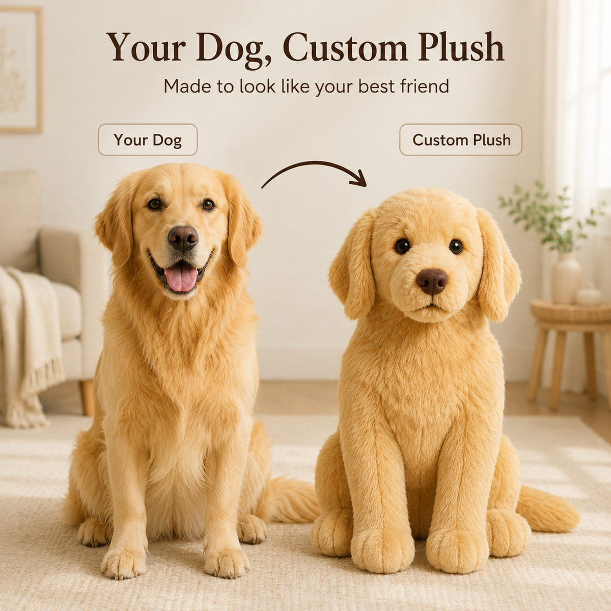 Custom Golden Retriever Plush from Pet Photo