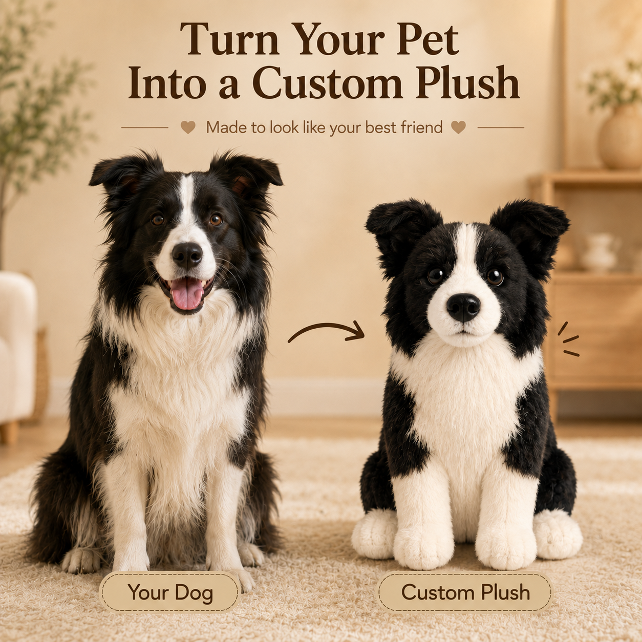 Personalized Border Collie Photo Plush Keepsake