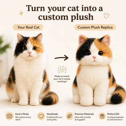Custom Cat Plush Replica from Your Pet Photo