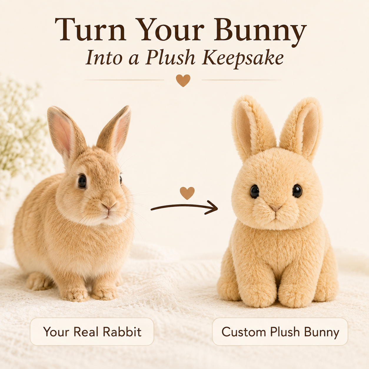 Custom Bunny Plush from Your Rabbit Photo