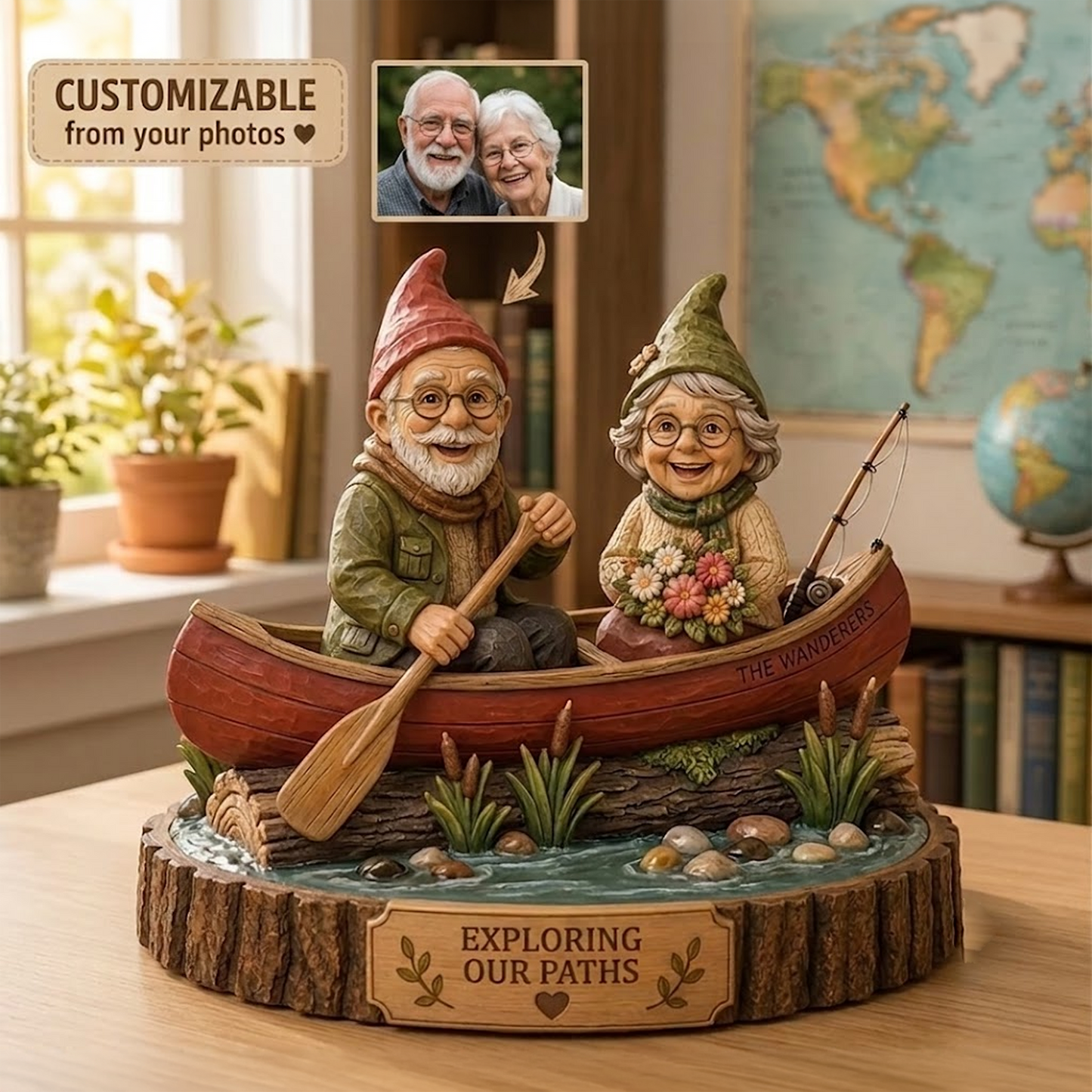 Custom Canoe Couple Clay Figurine Anniversary Keepsake