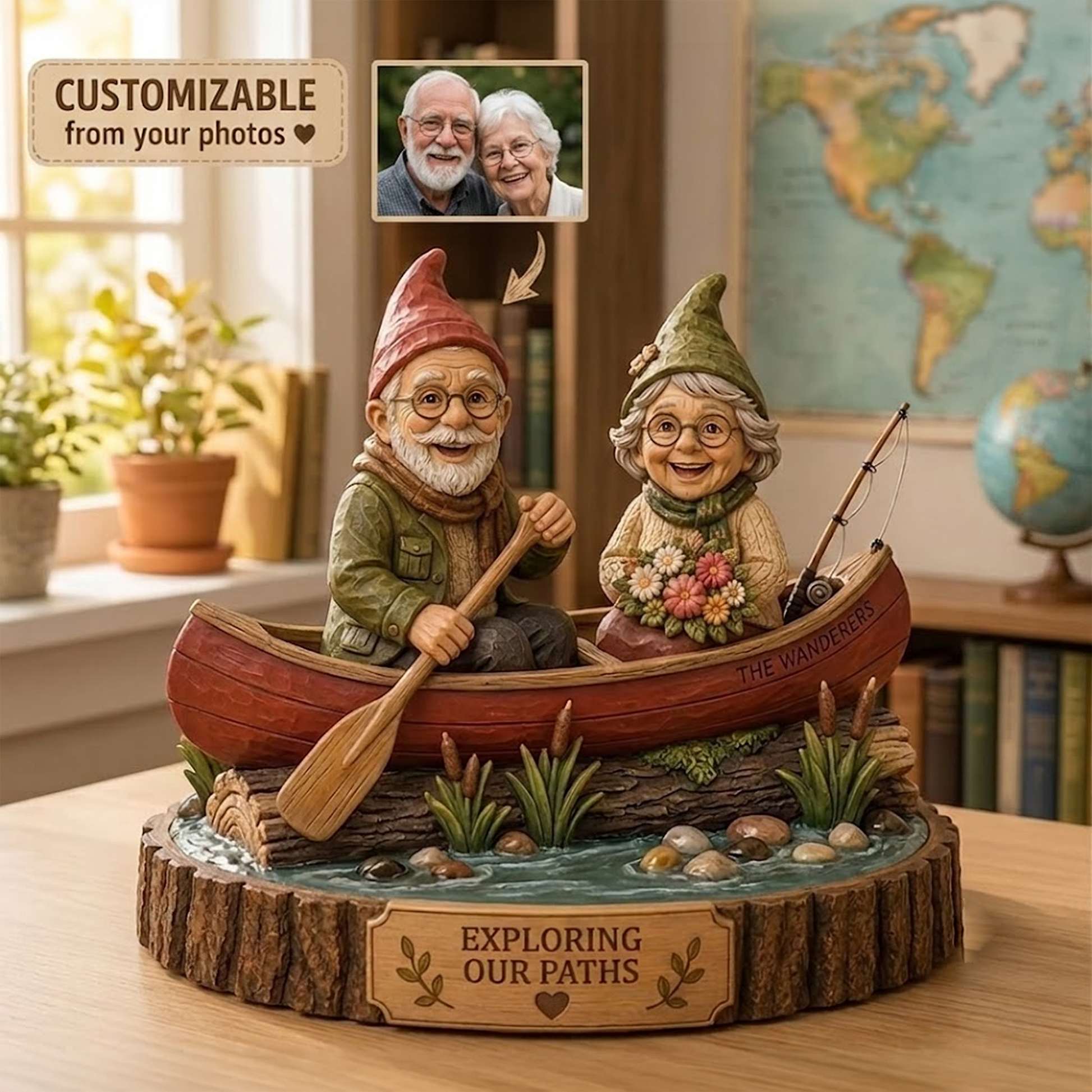 Custom Canoe Couple Clay Figurine Anniversary Keepsake