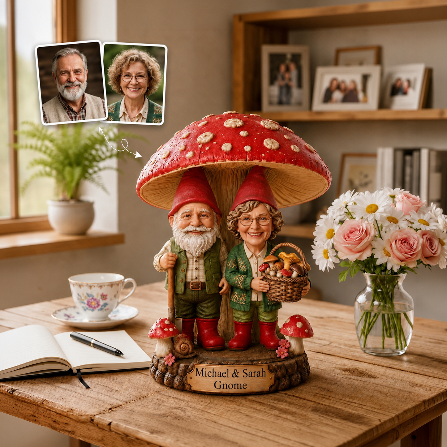 Custom Gnome Couple Figurine From Your Photo