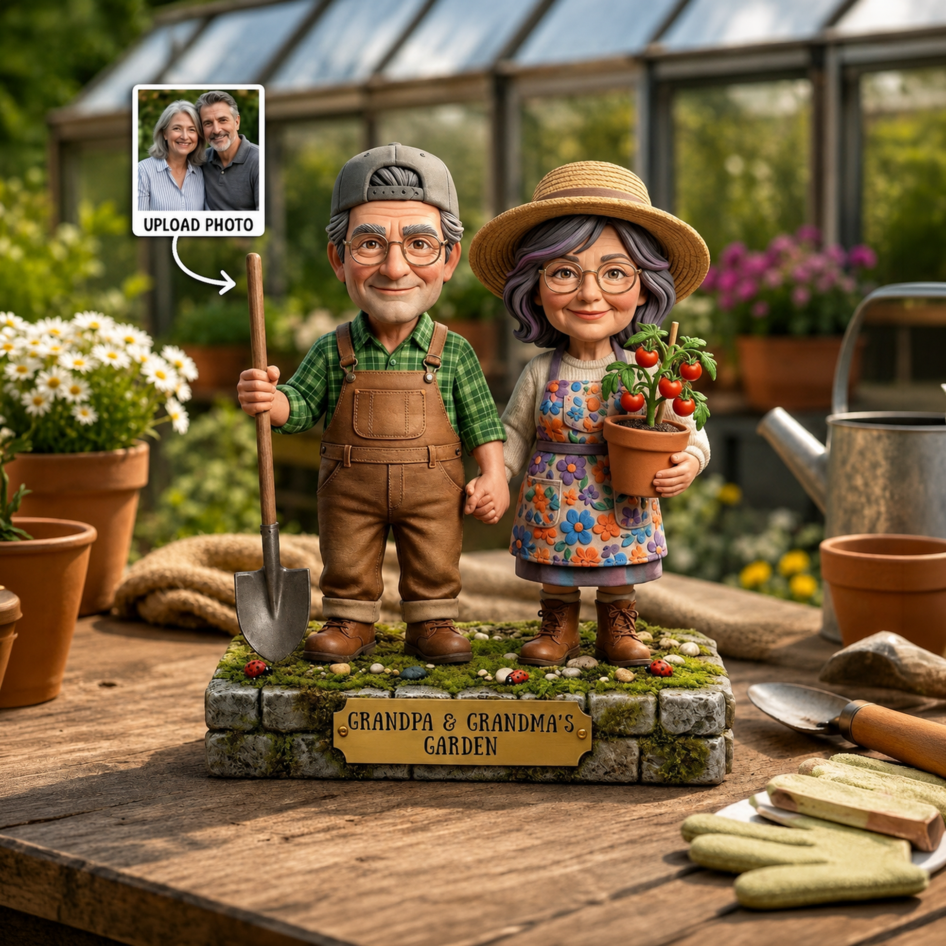 Custom Grandparents Garden Figurine From Photo
