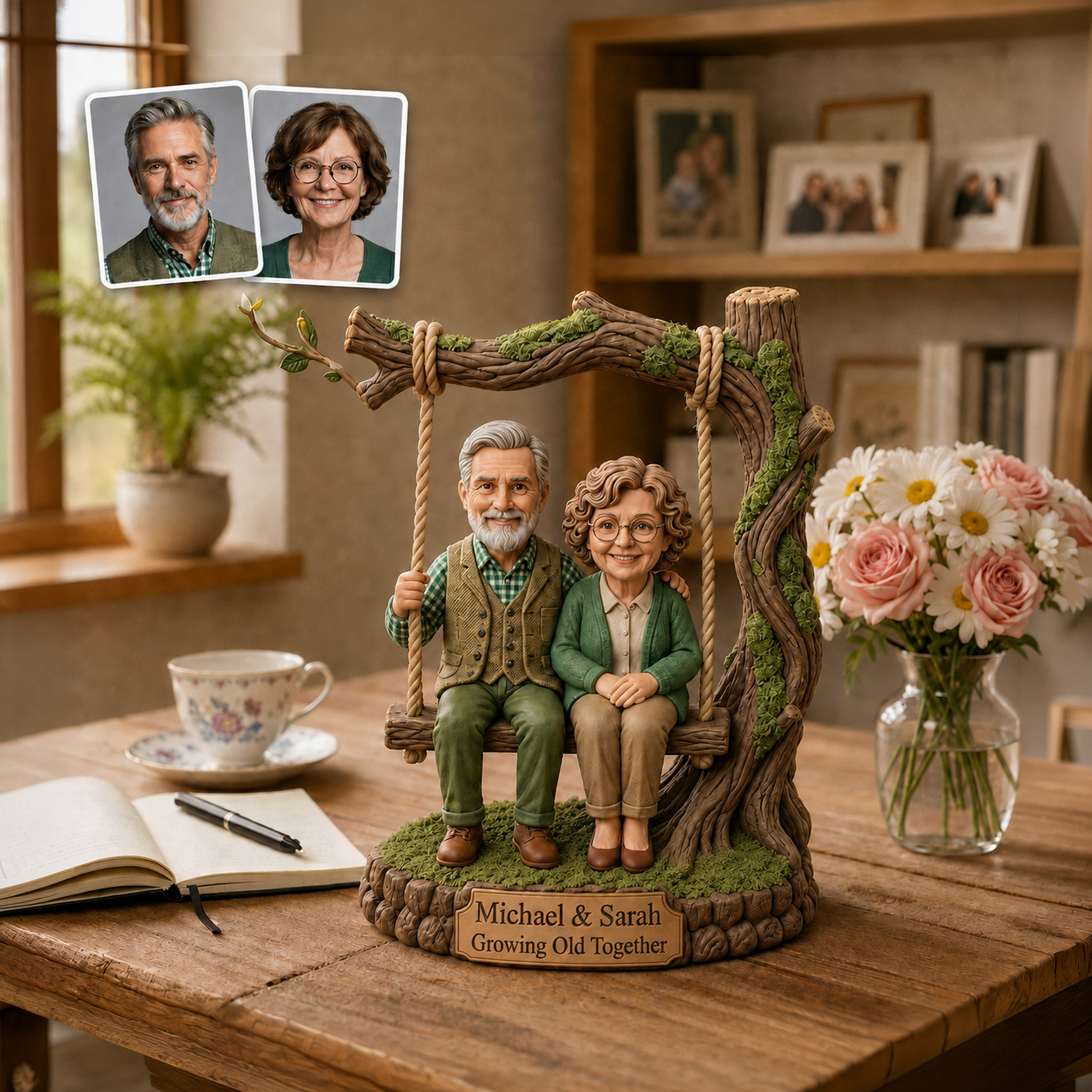 Custom Porch Swing Couple Figurine From Photo