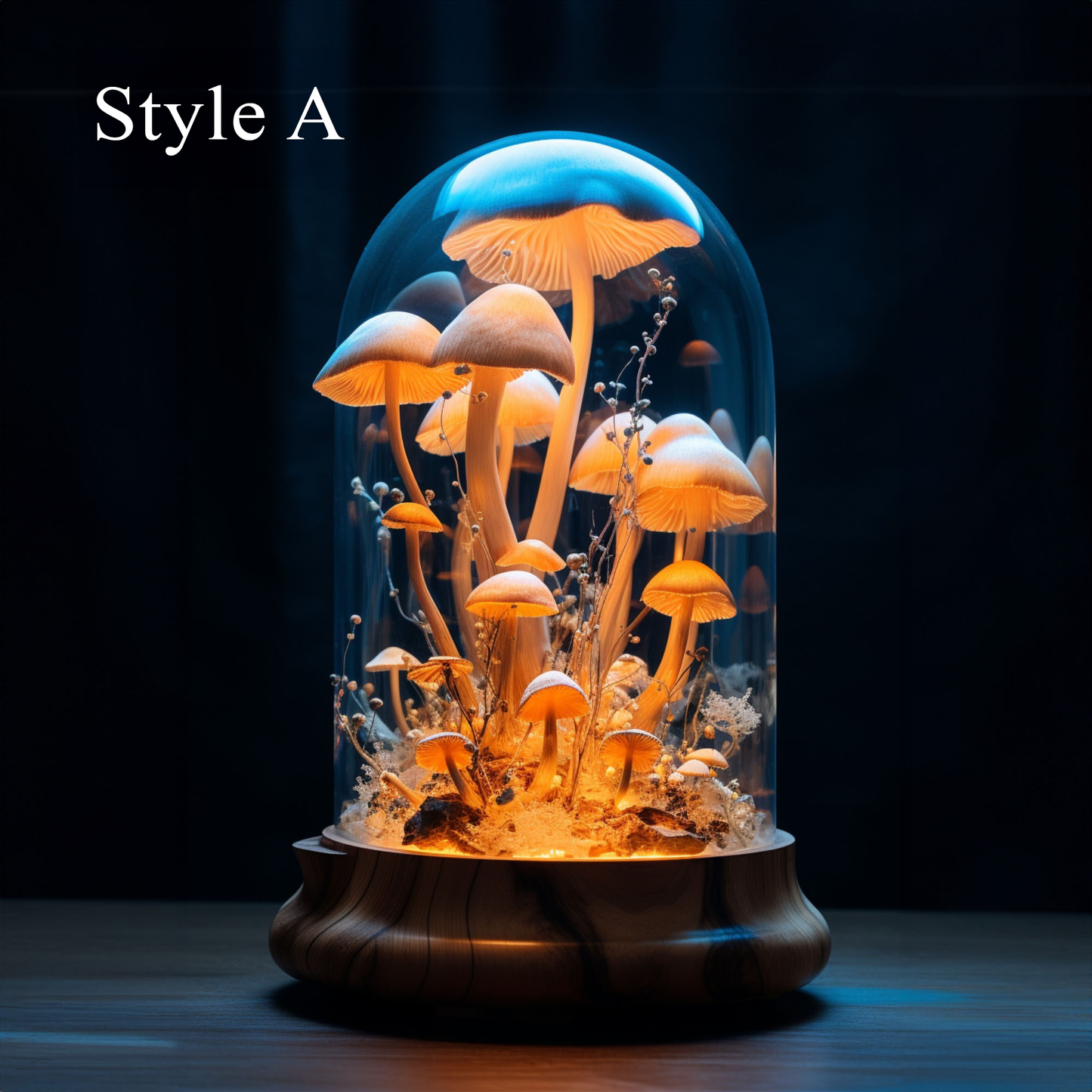 Hand Painted Mushroom Lamp, Rustic Wood Base Decor