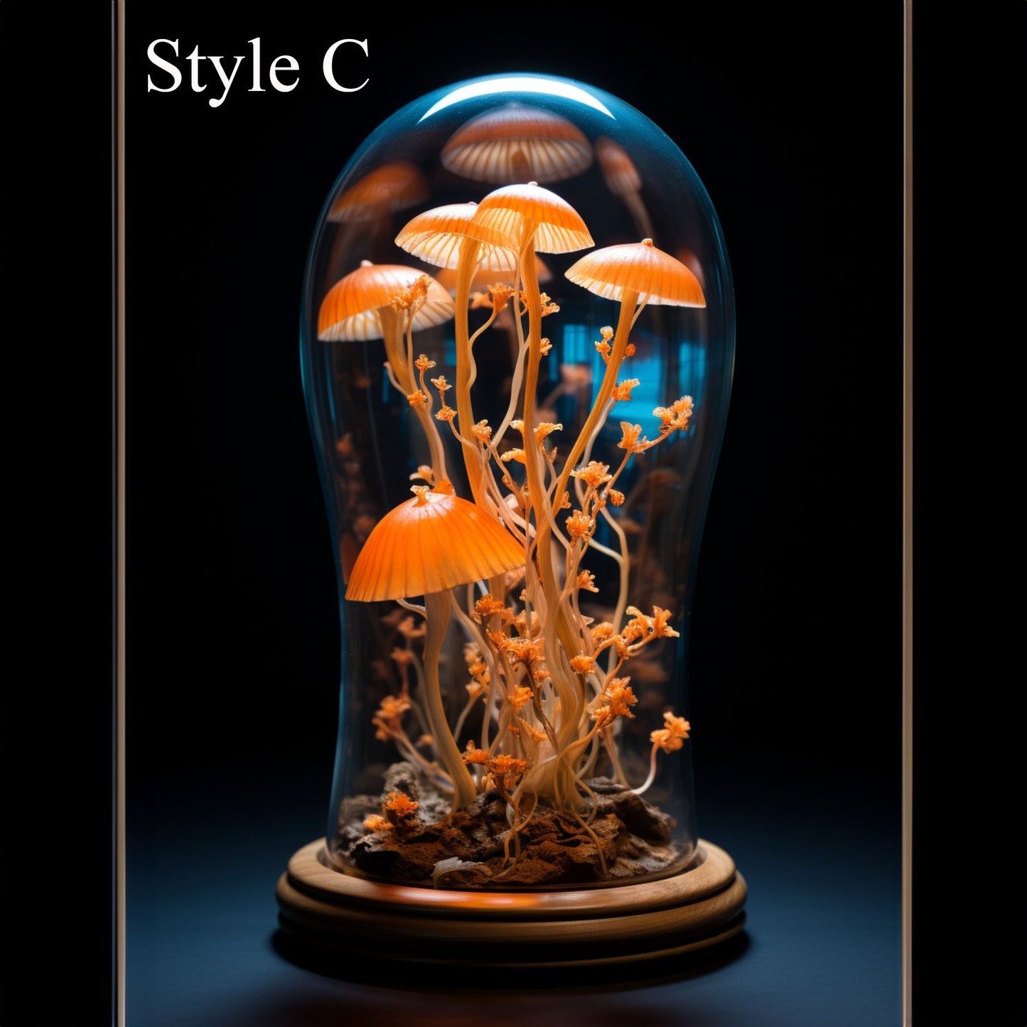 Hand Painted Mushroom Lamp, Rustic Wood Base Decor