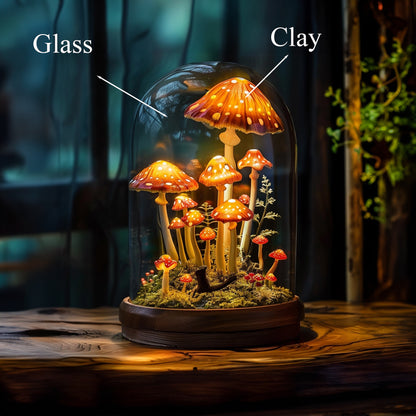 Handcrafted Woodland Mushroom Shelf Night Light