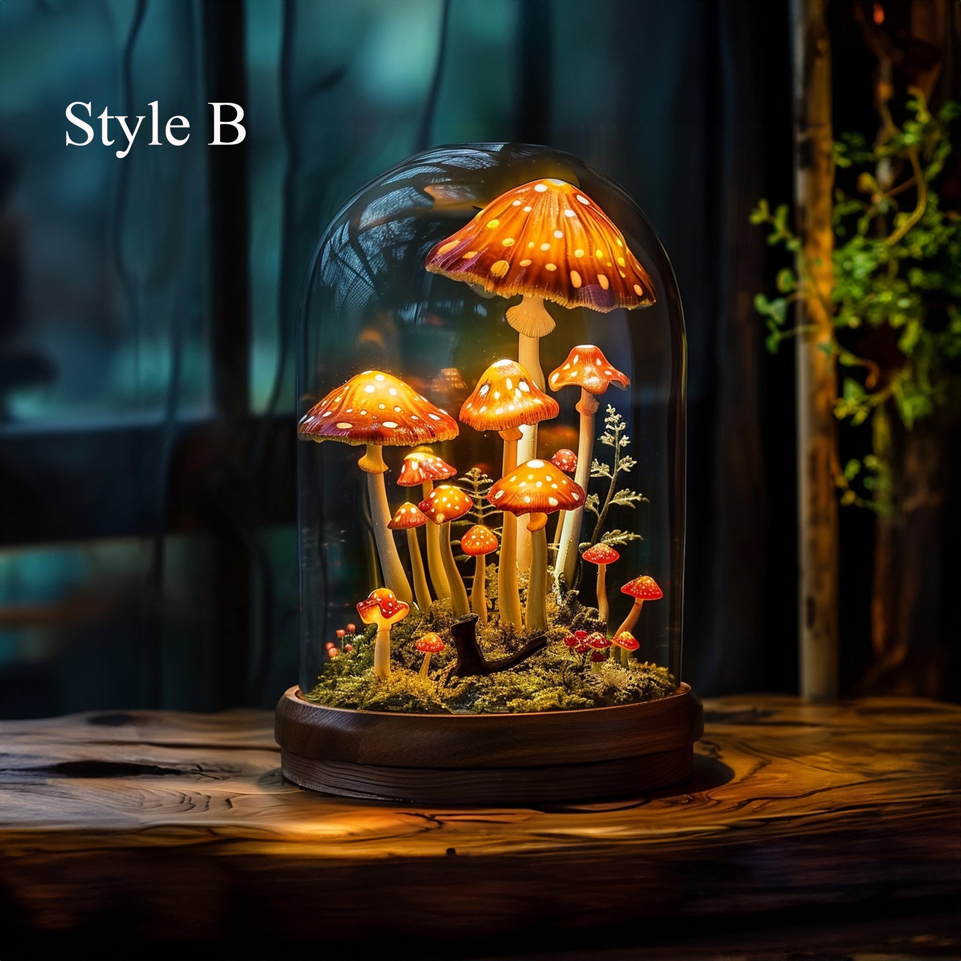 Handcrafted Woodland Mushroom Shelf Night Light