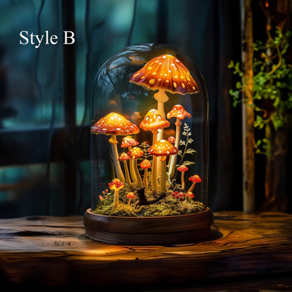 Handcrafted Woodland Mushroom Shelf Night Light