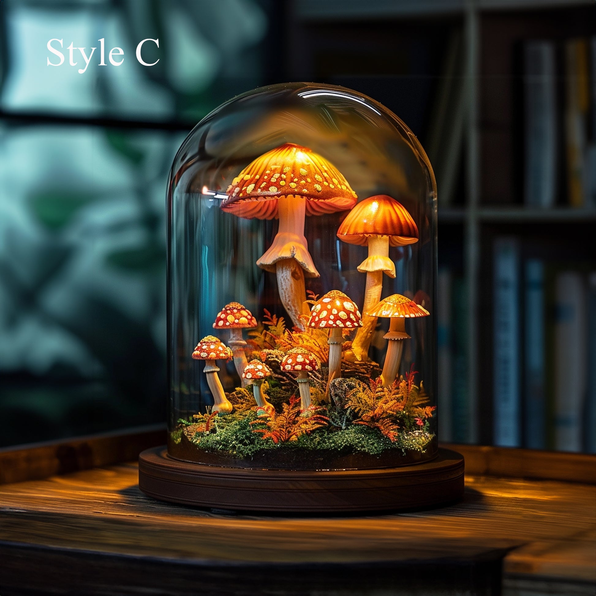 Handcrafted Woodland Mushroom Shelf Night Light