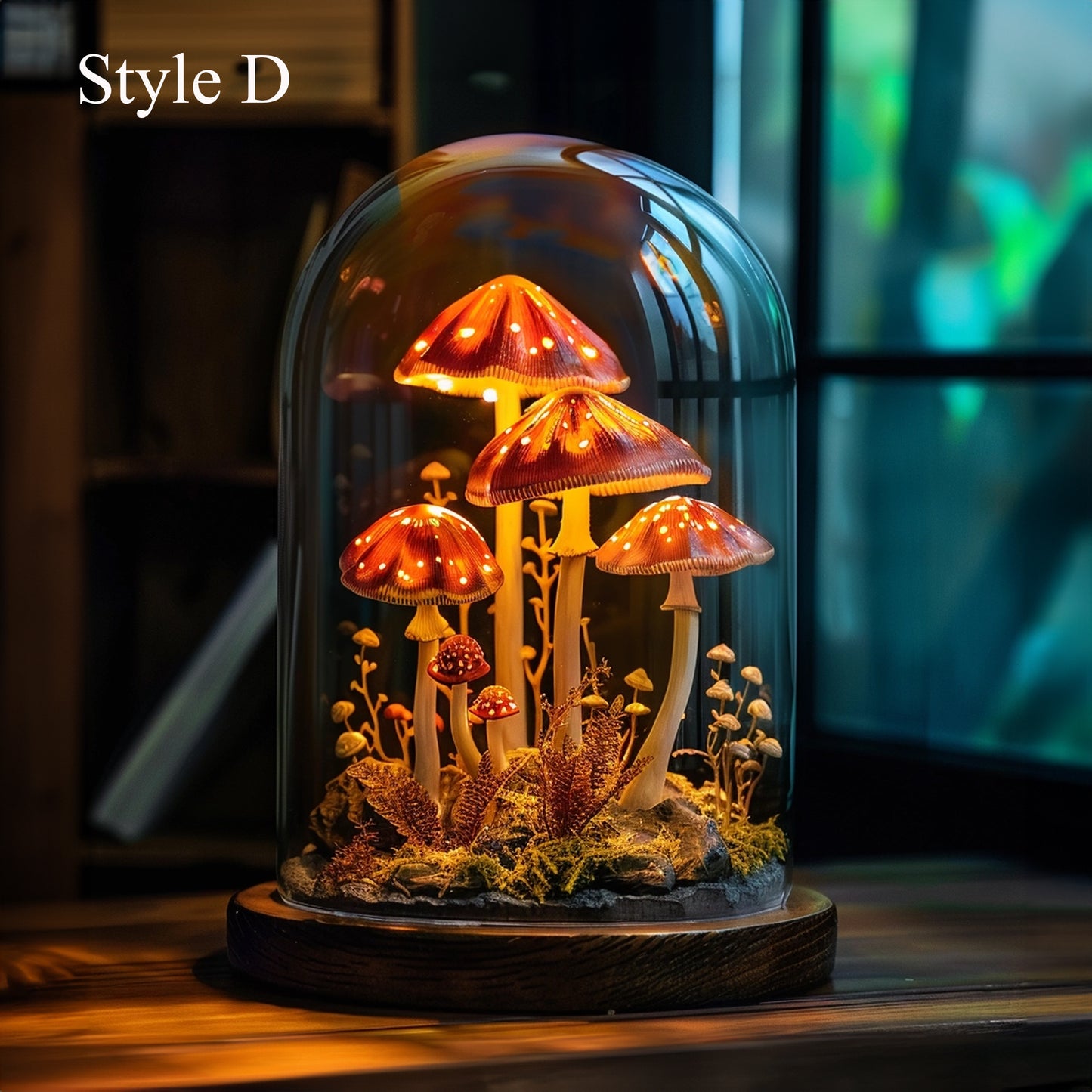 Handcrafted Woodland Mushroom Shelf Night Light