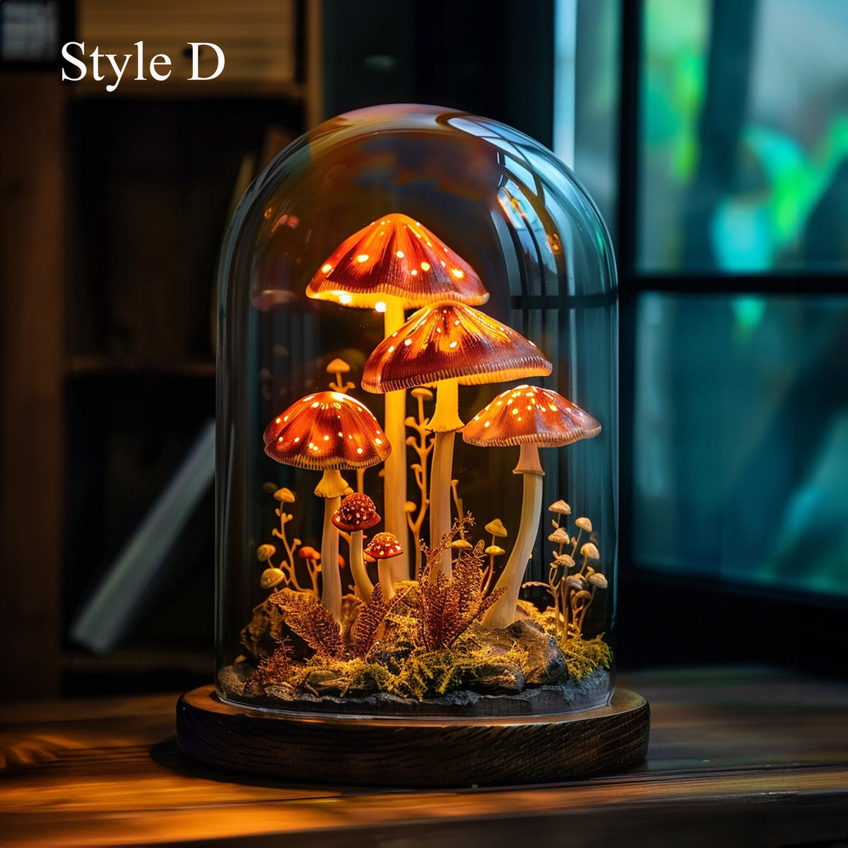 Handcrafted Woodland Mushroom Shelf Night Light