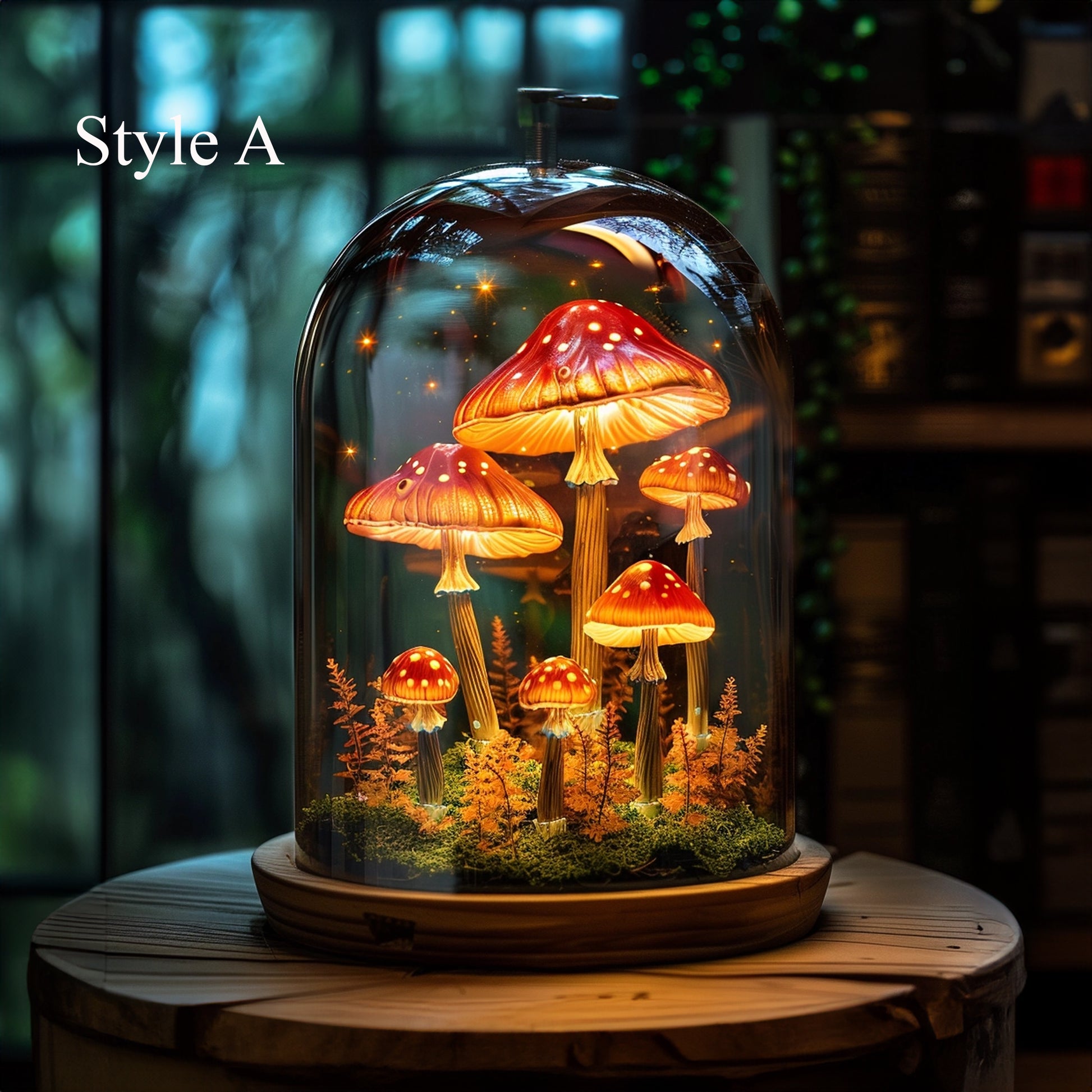Handcrafted Woodland Mushroom Shelf Night Light