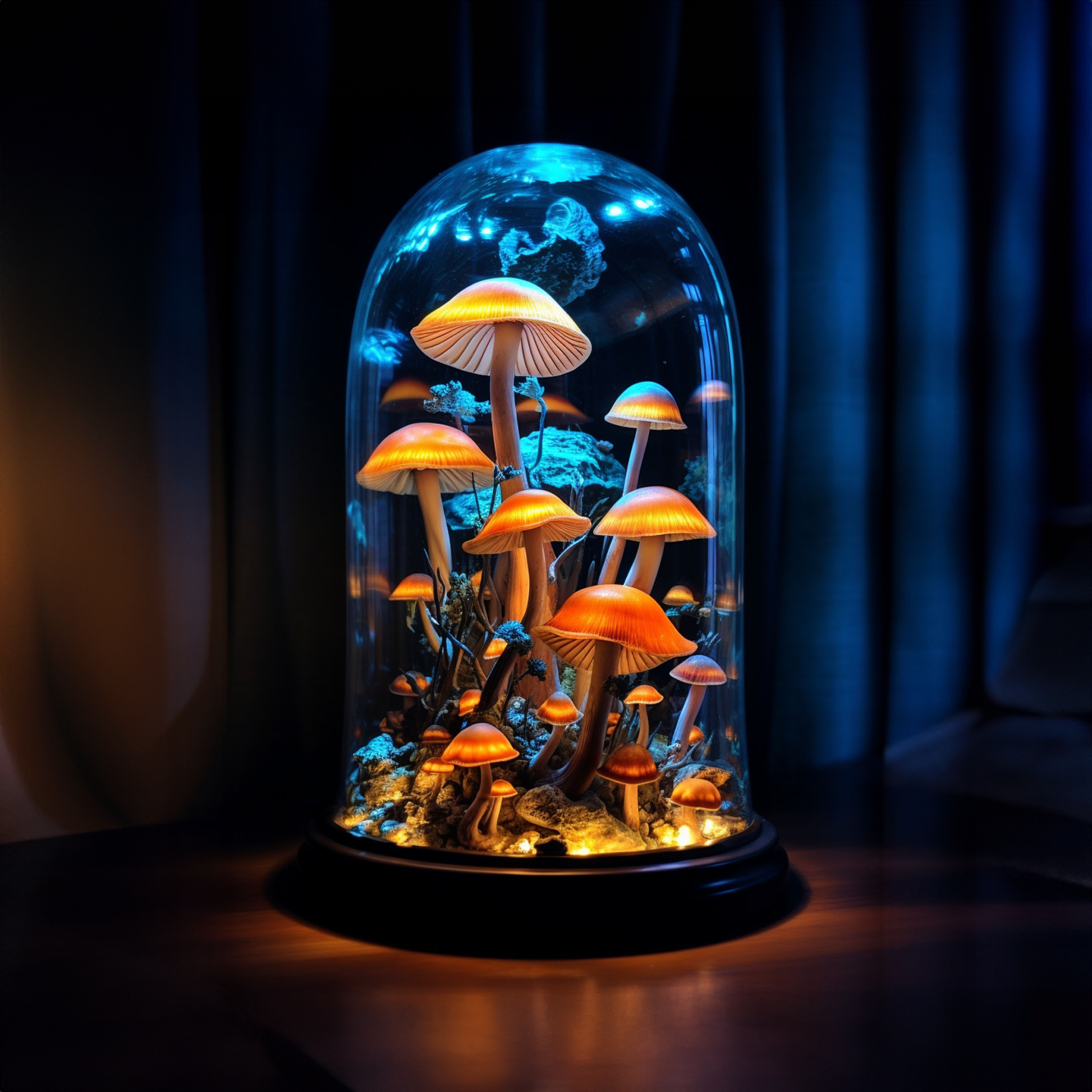 Whimsical Mushroom Desk Lamp with Glass Dome