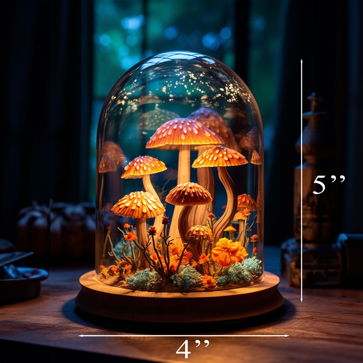 Whimsical Mushroom Desk Lamp with Glass Dome