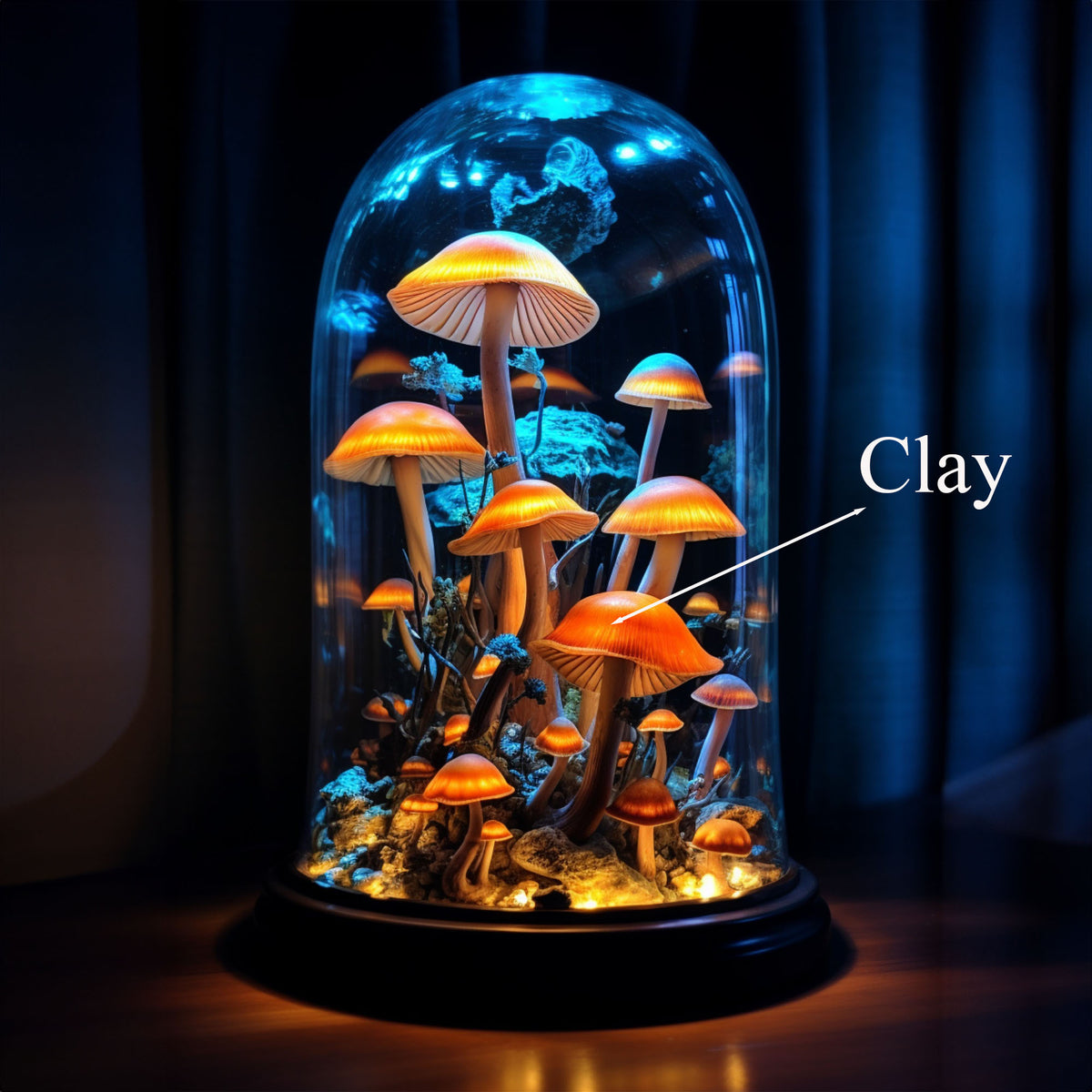 Whimsical Mushroom Desk Lamp with Glass Dome