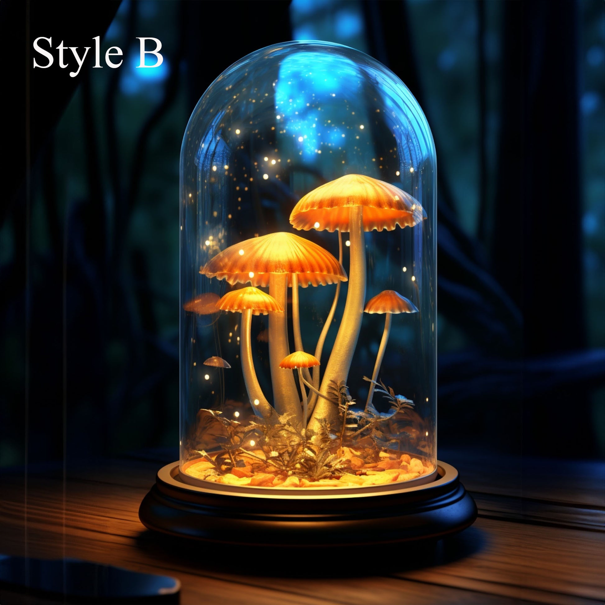 Whimsical Mushroom Desk Lamp with Glass Dome