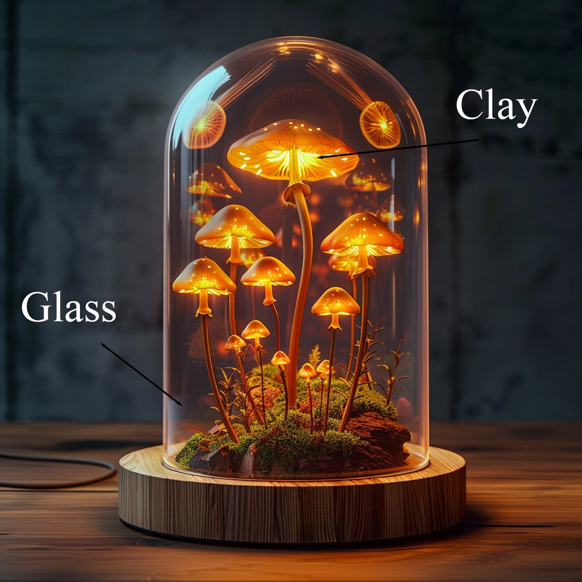 Boho Mushroom Nightstand Lamp, Soft LED Night Light